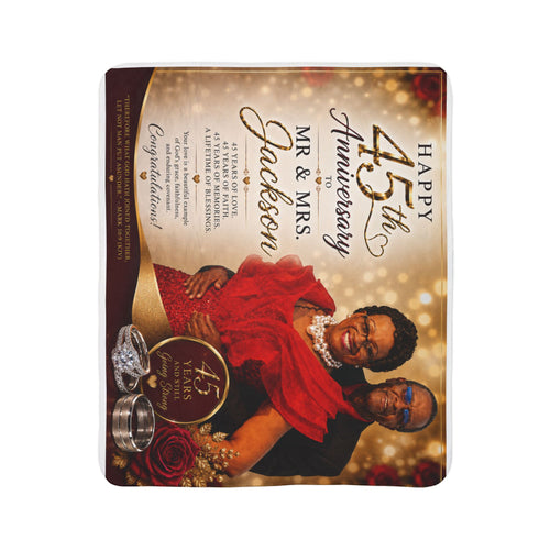 45th Anniversary Sherpa Blanket – Personalized Mr. & Mrs. Jackson Celebration Throw
