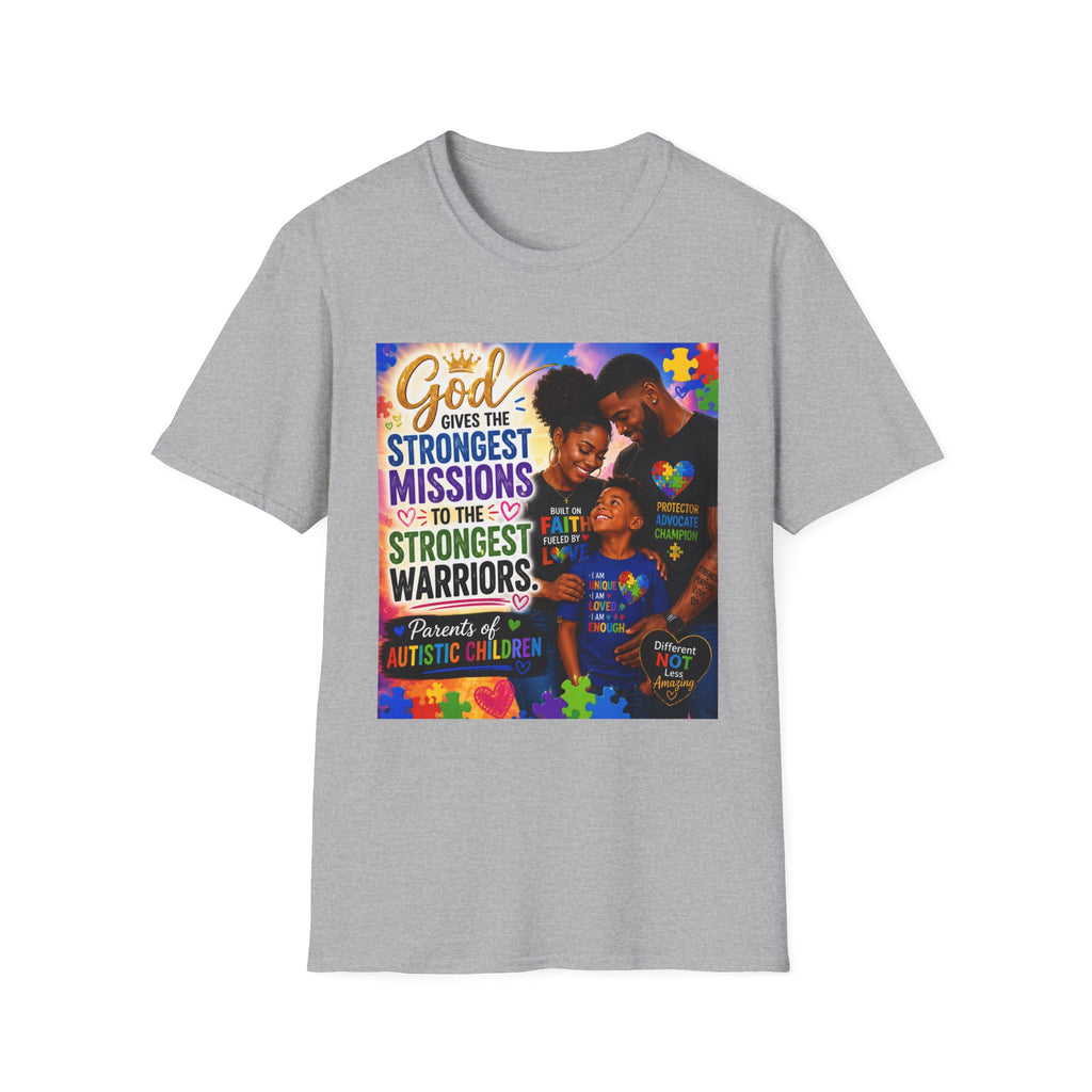 Autism Awareness T-Shirt | God Gives the Strongest Missions to the Strongest Warriors | Faith-Based Family Tee
