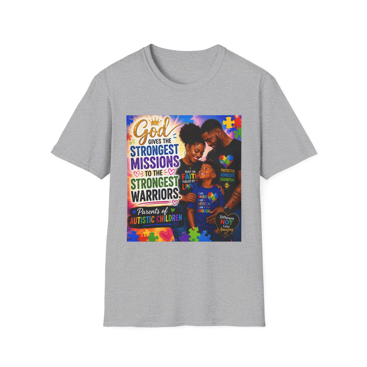 Autism Awareness T-Shirt | God Gives the Strongest Missions to the Strongest Warriors | Faith-Based Family Tee