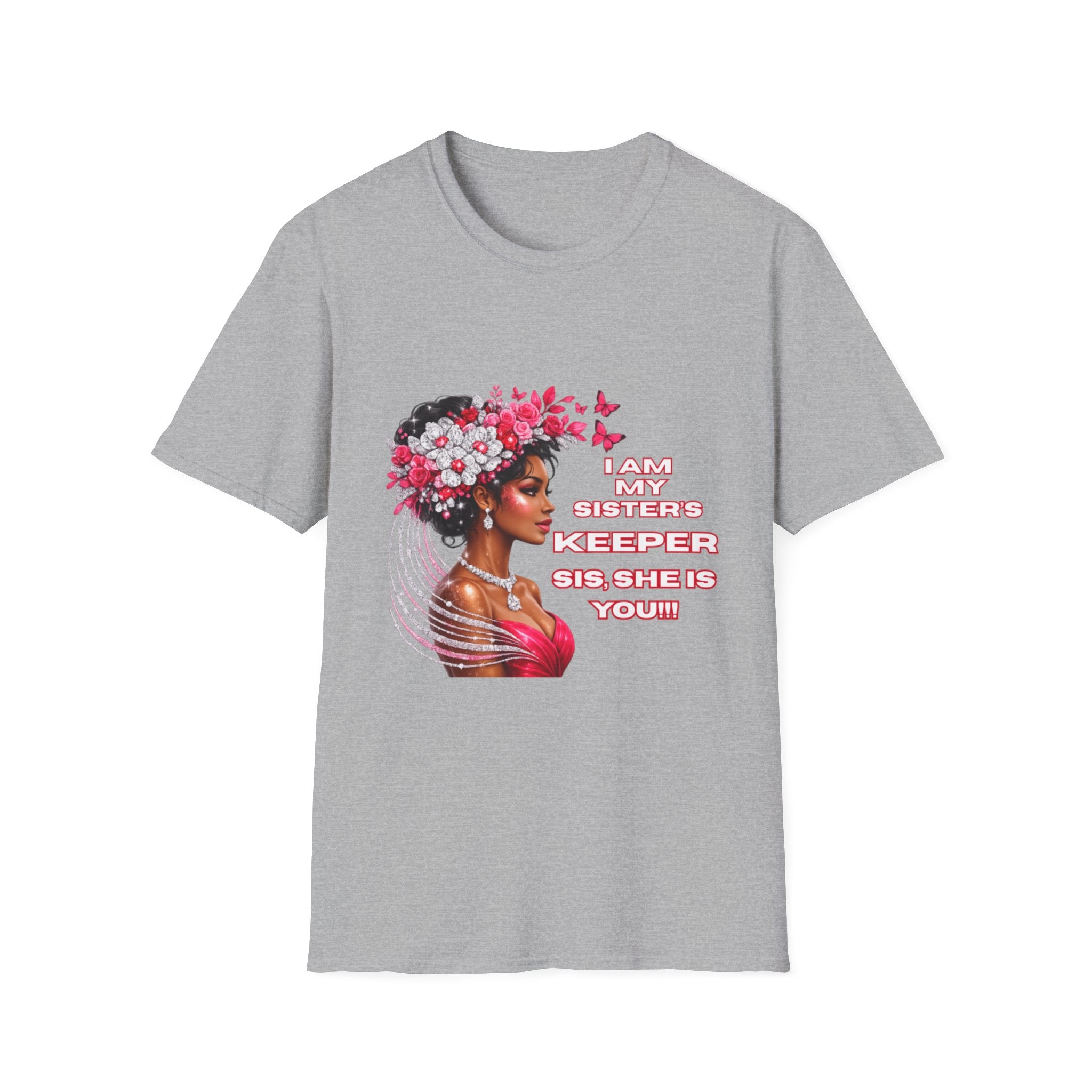 T-Shirt — 'I Am My Sister's Keeper' Floral Black Woman Portrait