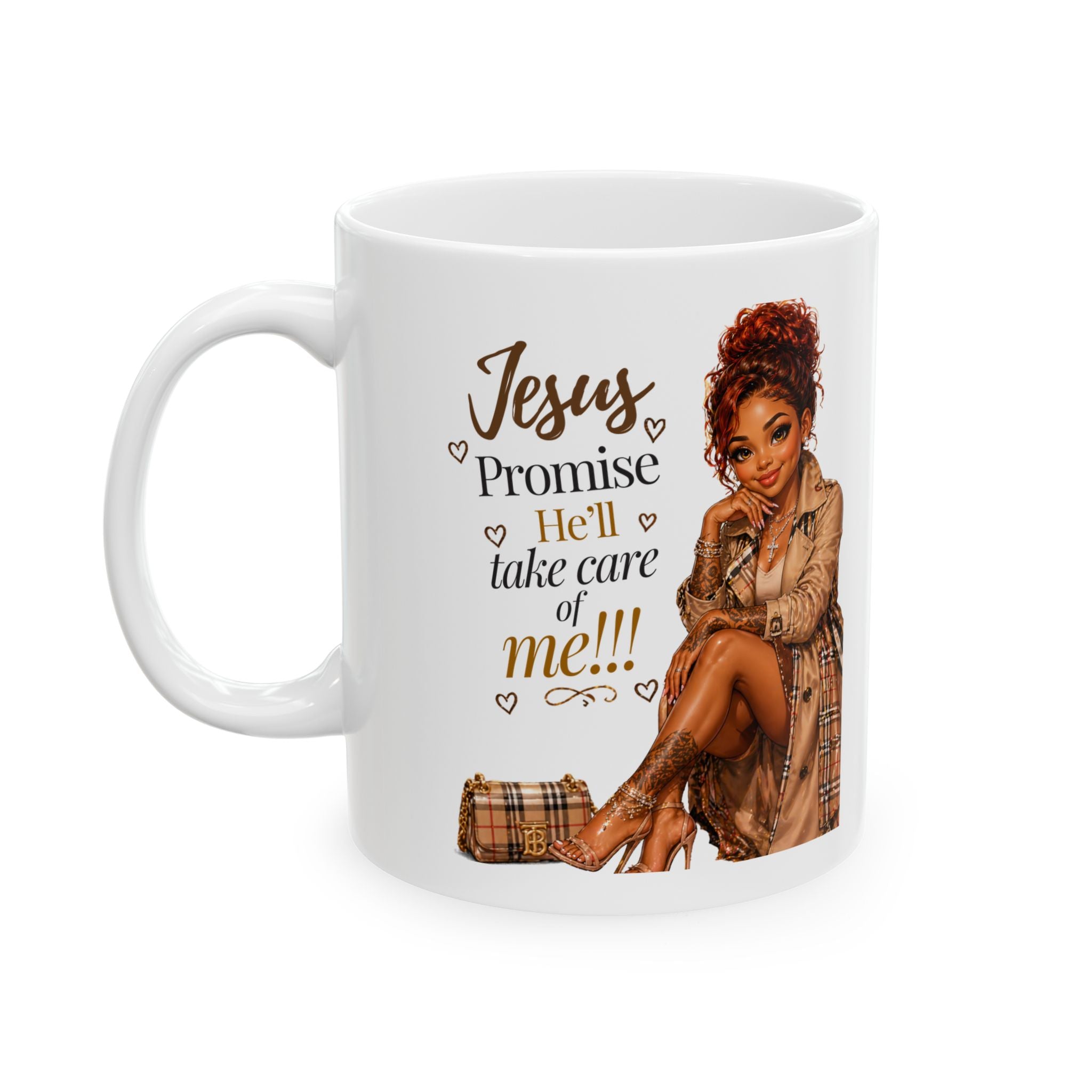 Jesus Protects Me — Faith Ceramic Coffee Mug | Black Woman Design