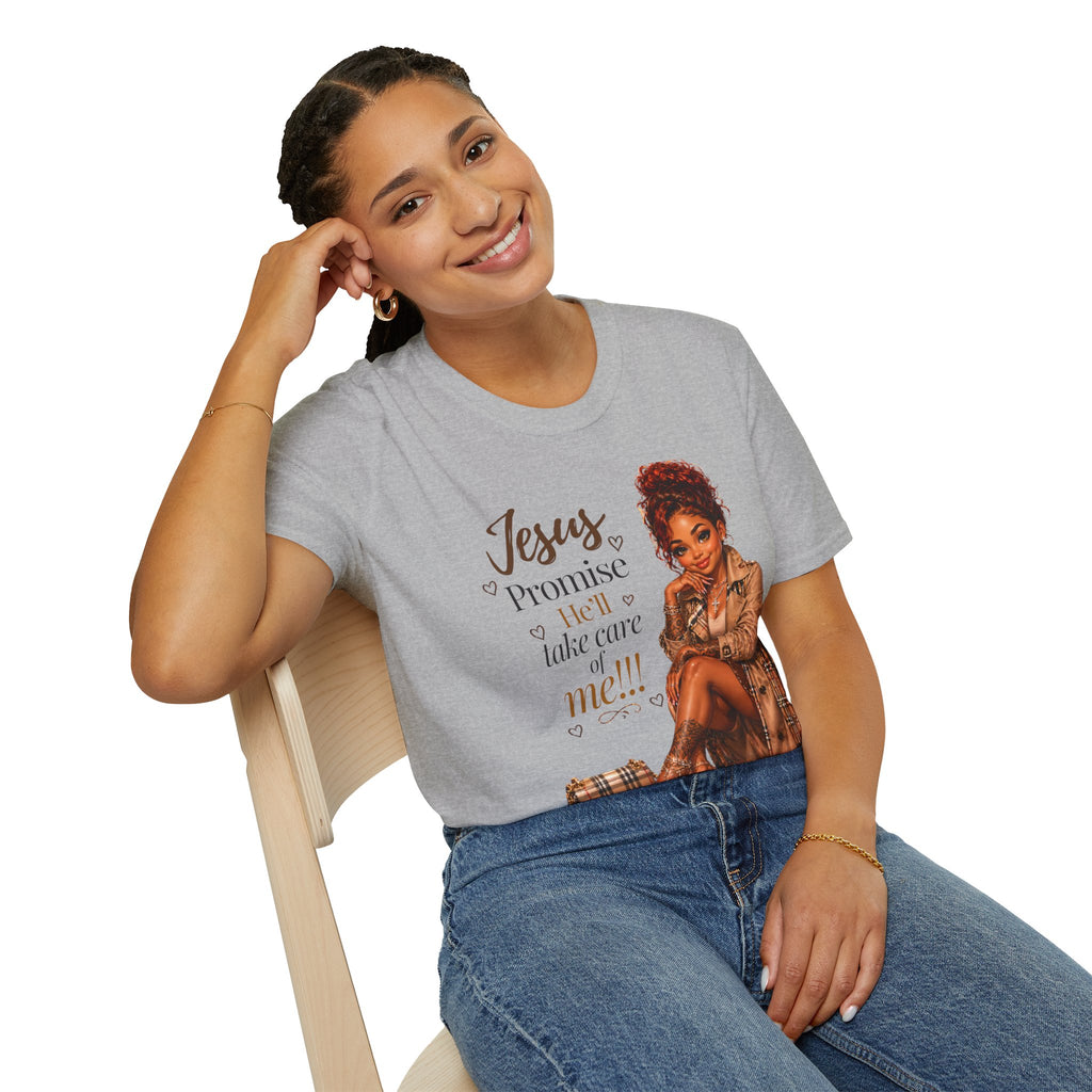 He'll Take Care of Me — Faith Graphic Tee | Black Woman Christian T-Shirt