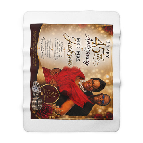45th Anniversary Personalized Photo Sherpa Blanket — Custom Couples Keepsake Gift