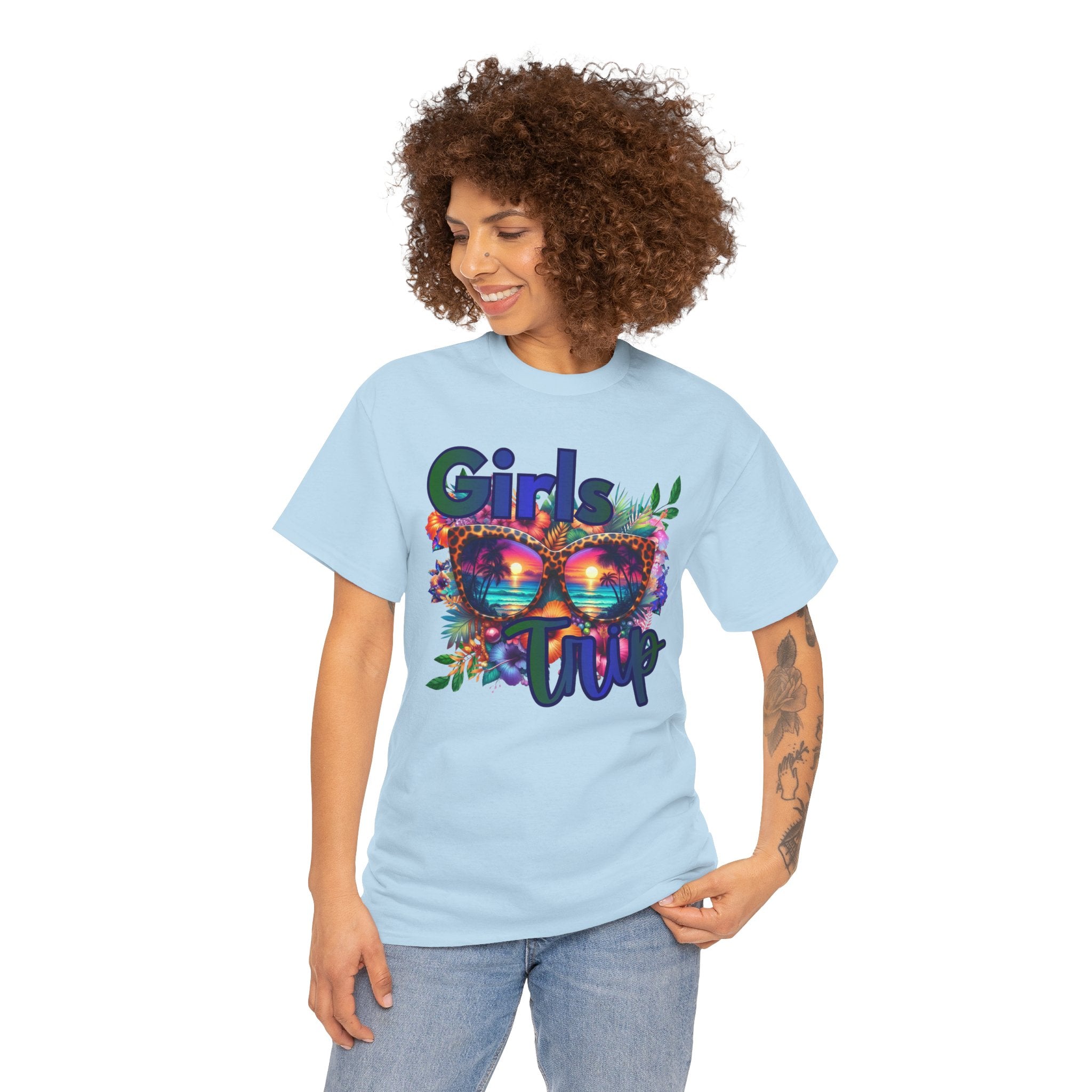 Girls Trip T-Shirt – Colorful Sunglasses Floral Vacation Tee