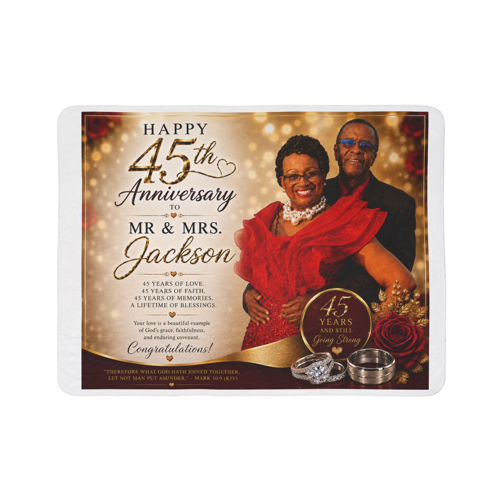 45th Anniversary Sherpa Blanket – Personalized Mr. & Mrs. Jackson Celebration Throw