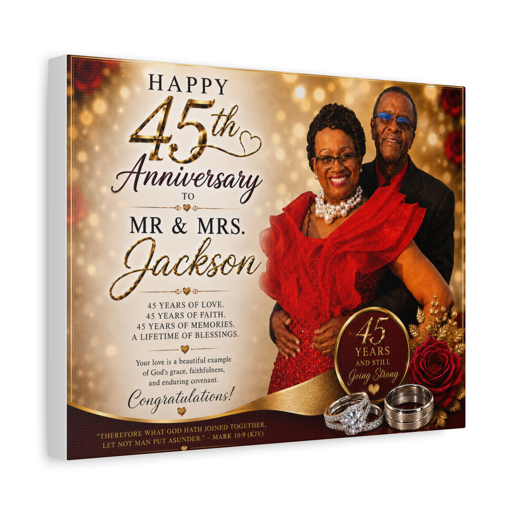 45th Anniversary Canvas Print — Personalized Mr. & Mrs. Couples Photo Wall Art