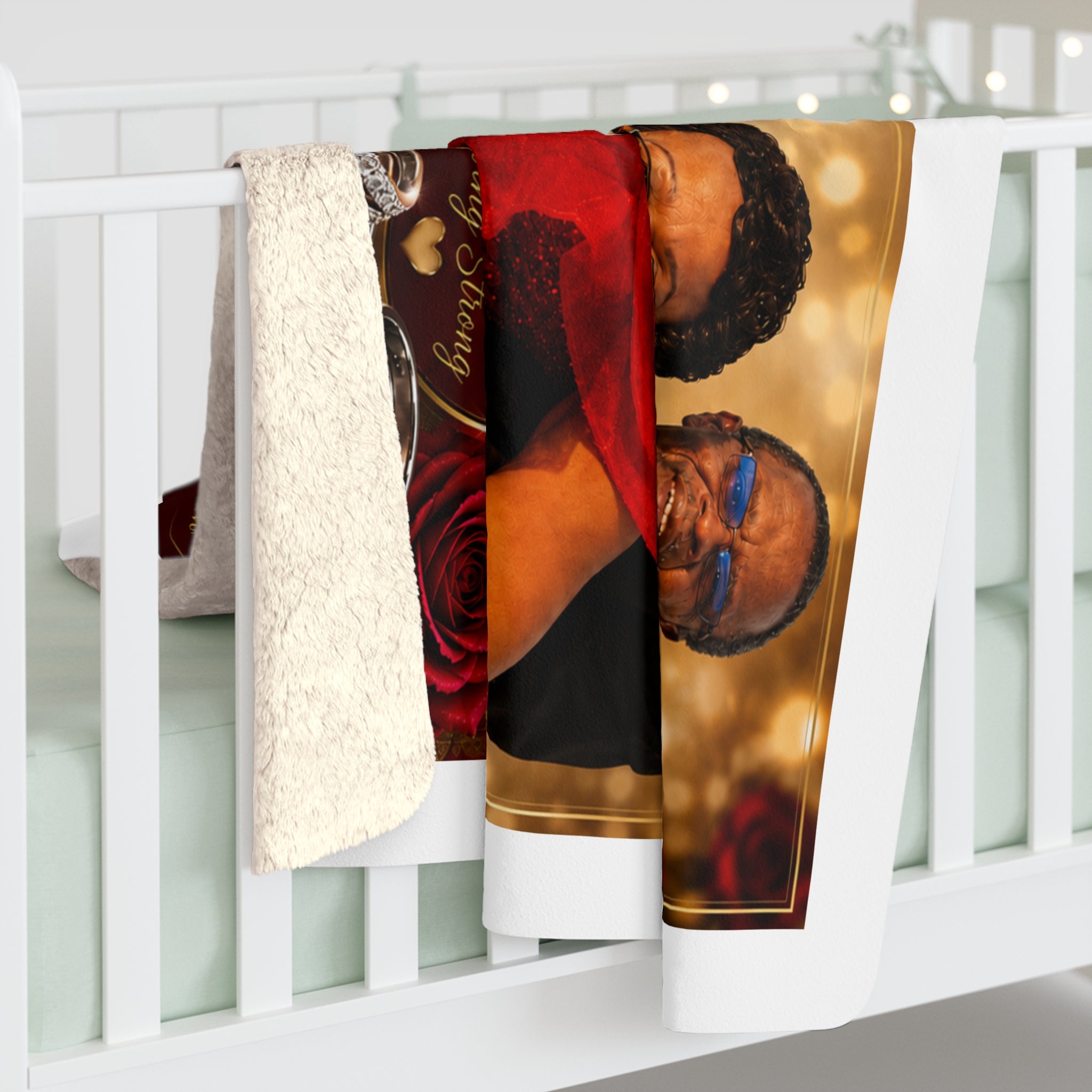45th Anniversary Personalized Photo Sherpa Blanket — Custom Couples Keepsake Gift