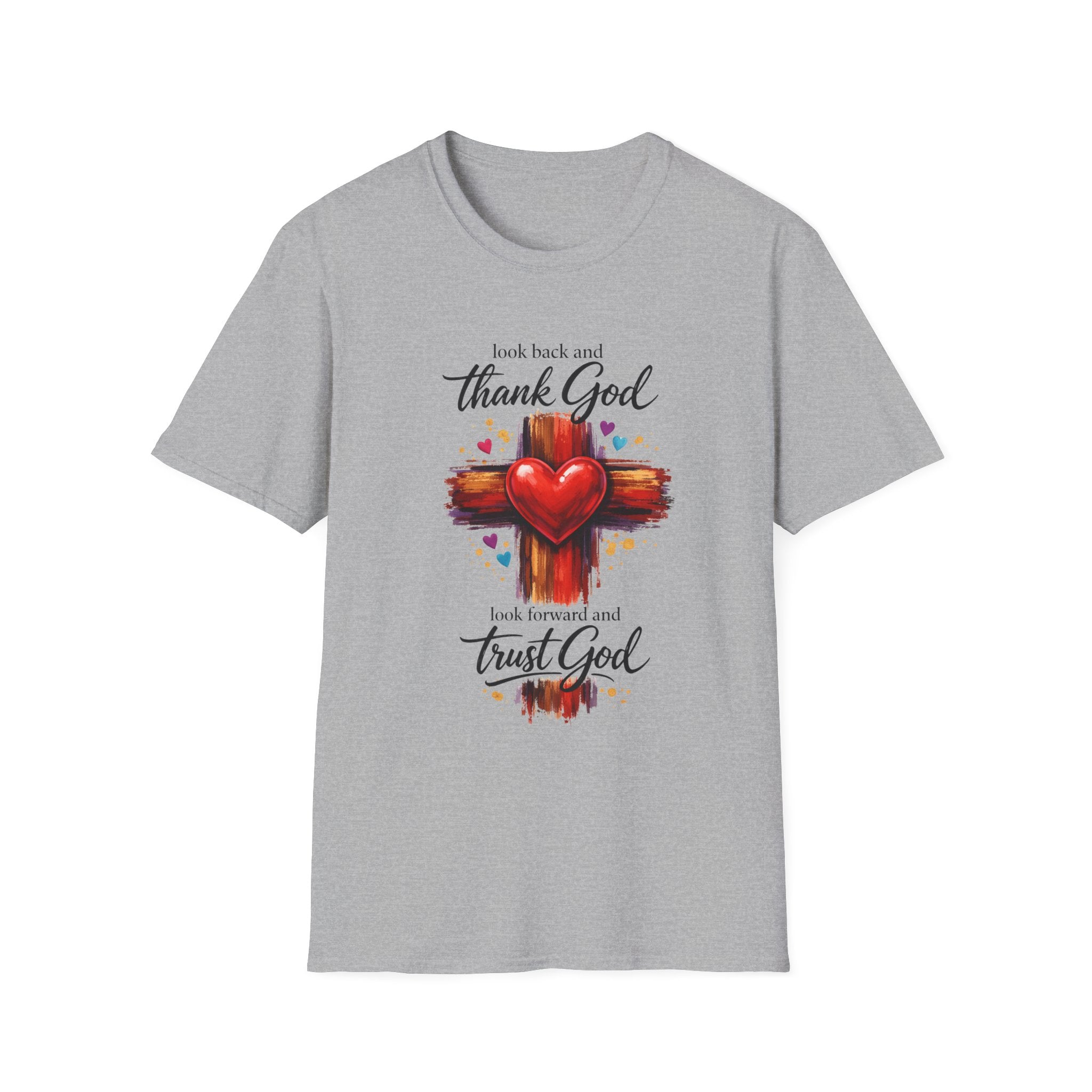 Christian Cross Heart T‑Shirt — "Thank God, Trust God" Faith Tee