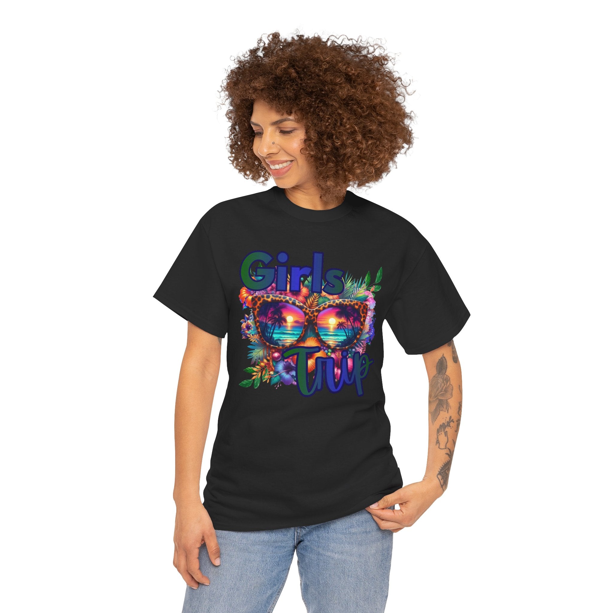 Girls Trip T-Shirt – Colorful Sunglasses Floral Vacation Tee