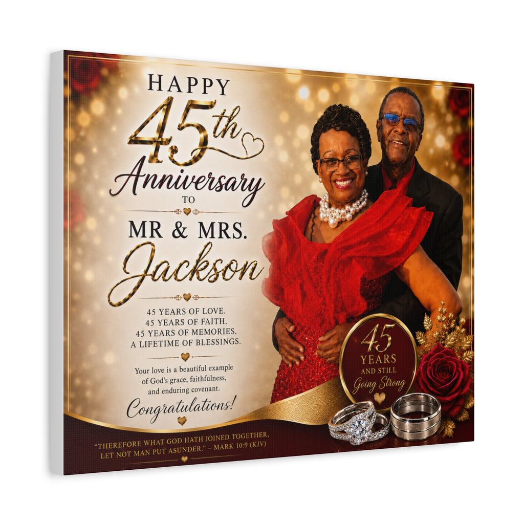 45th Anniversary Canvas Print — Personalized Mr. & Mrs. Couples Photo Wall Art