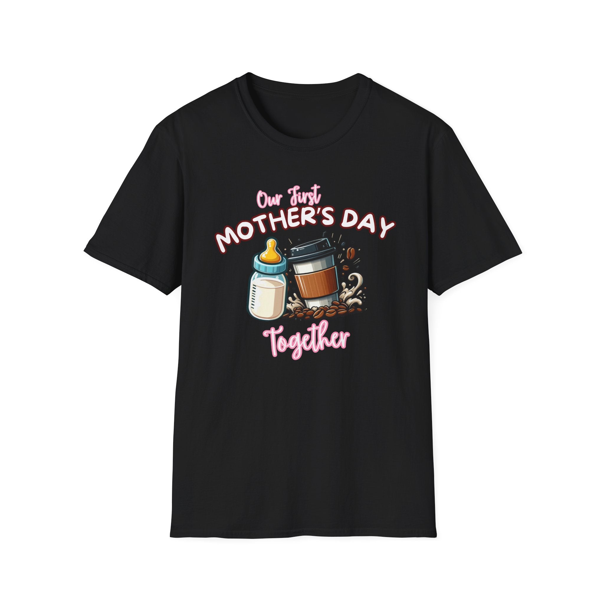 First Mother's Day T-Shirt – Coffee & Baby Bottle New Mom Gift Tee