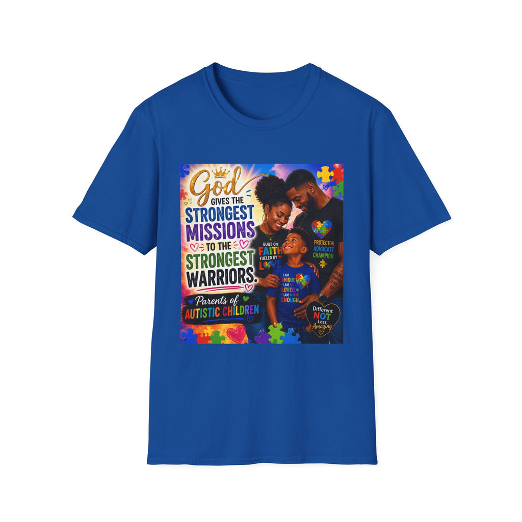 Autism Awareness T-Shirt | God Gives the Strongest Missions to the Strongest Warriors | Faith-Based Family Tee