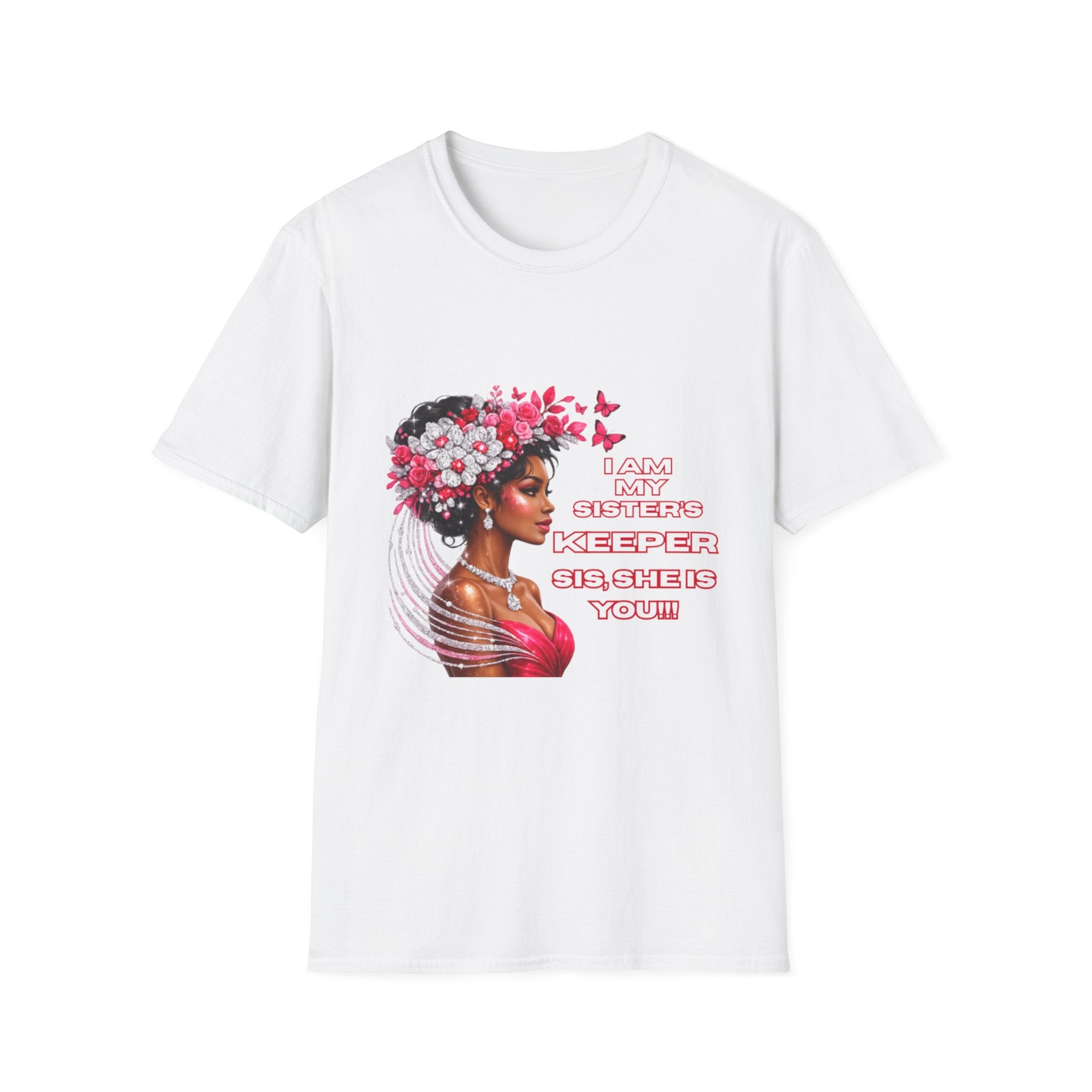 T-Shirt — 'I Am My Sister's Keeper' Floral Black Woman Portrait