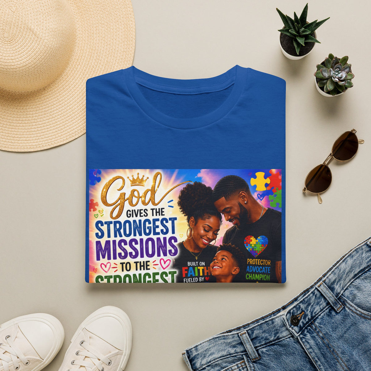 Autism Awareness T-Shirt | God Gives the Strongest Missions to the Strongest Warriors | Faith-Based Family Tee