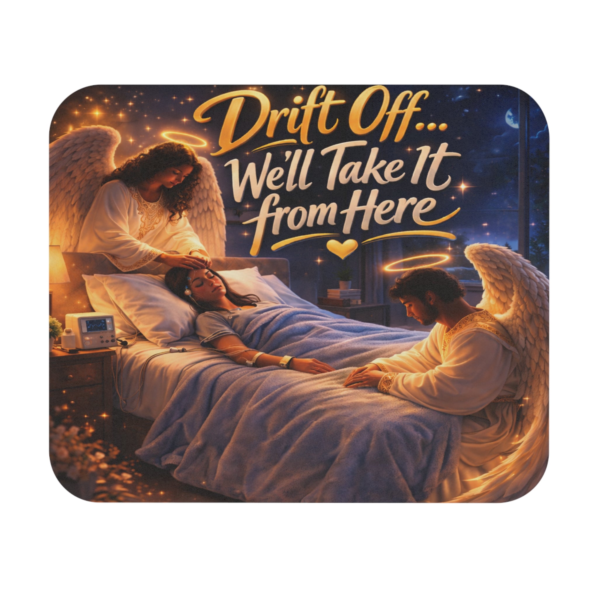 Guardian Angel Mouse Pad — 'Drift Off... We'll Take It From Here'