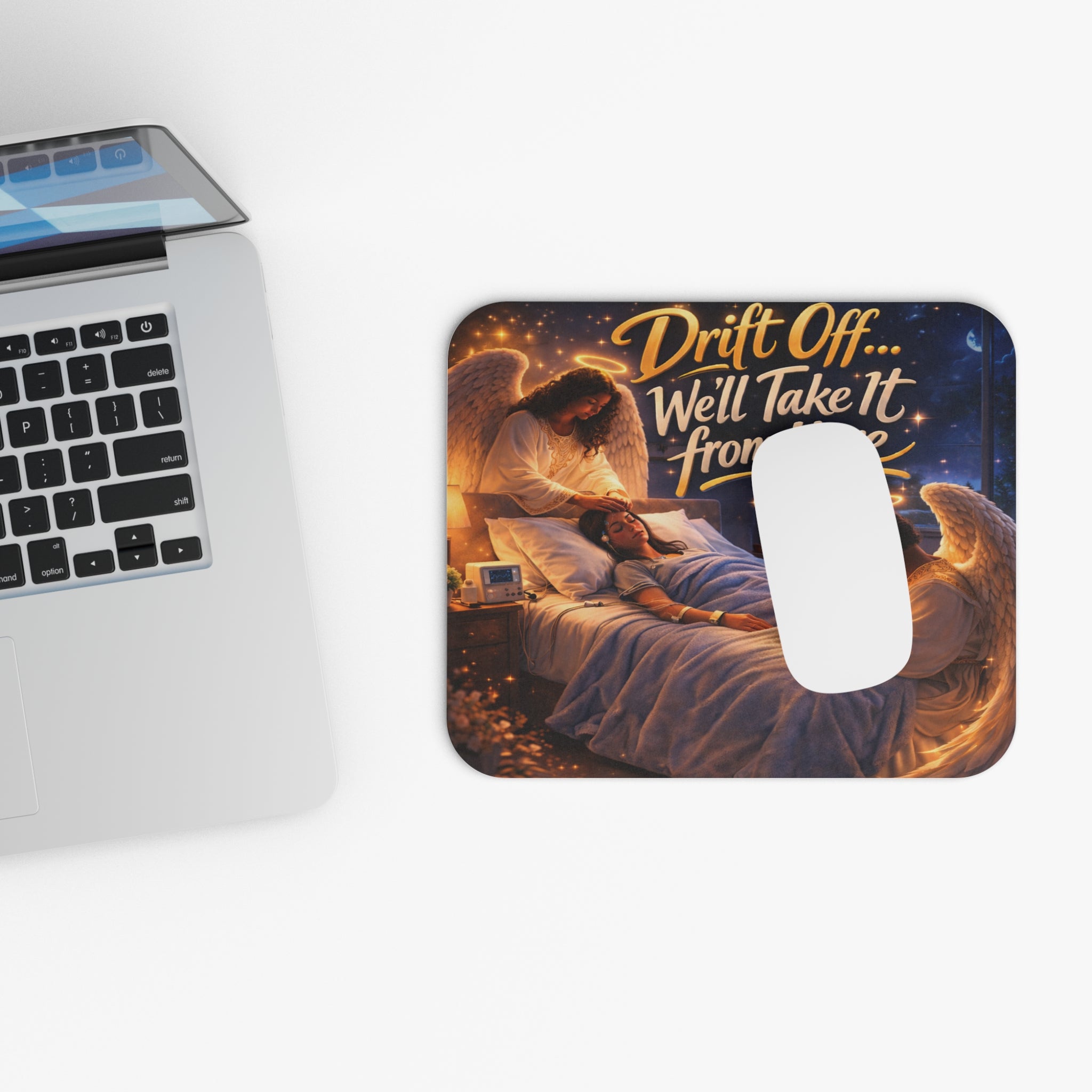 Guardian Angel Mouse Pad — 'Drift Off... We'll Take It From Here'