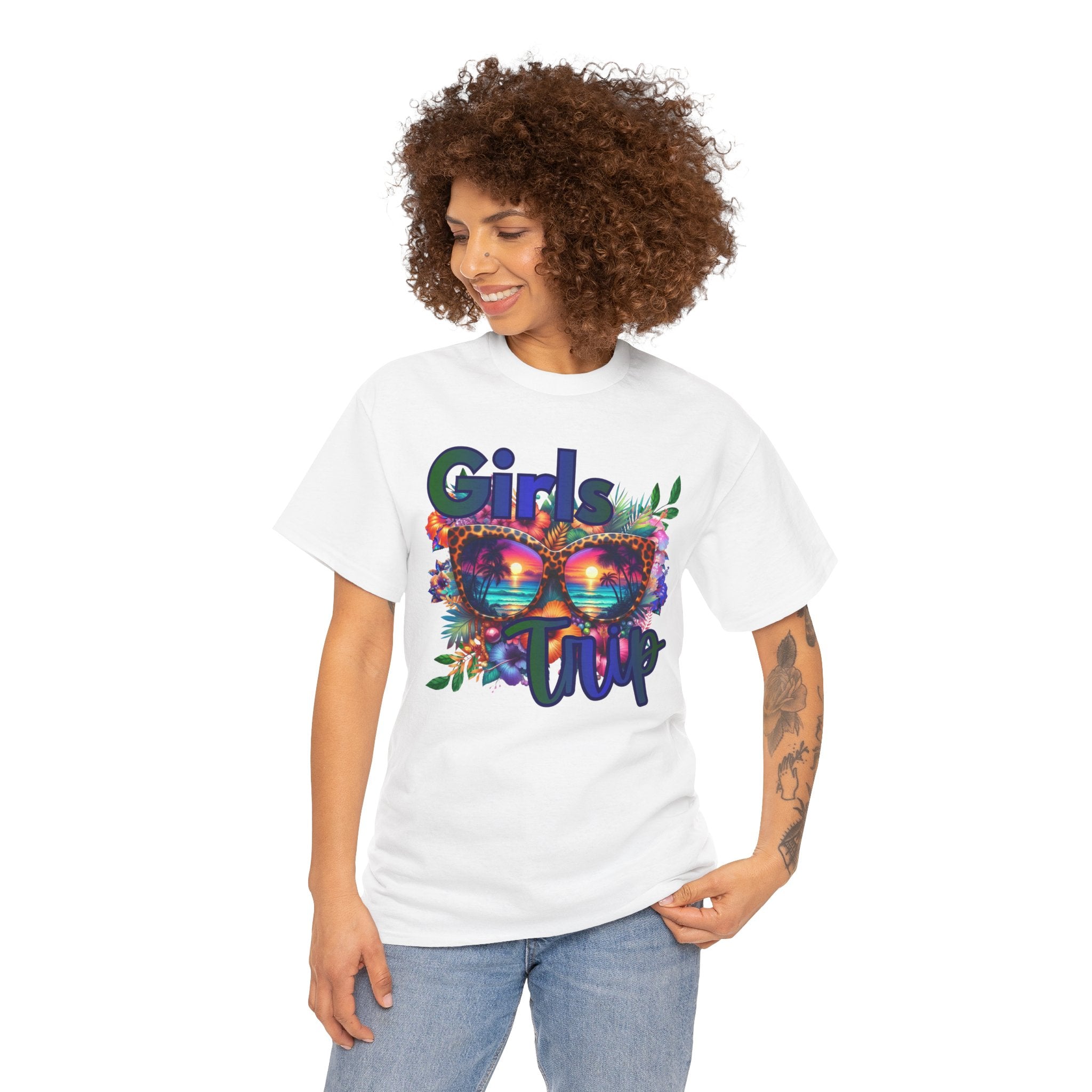 Girls Trip T-Shirt – Colorful Sunglasses Floral Vacation Tee