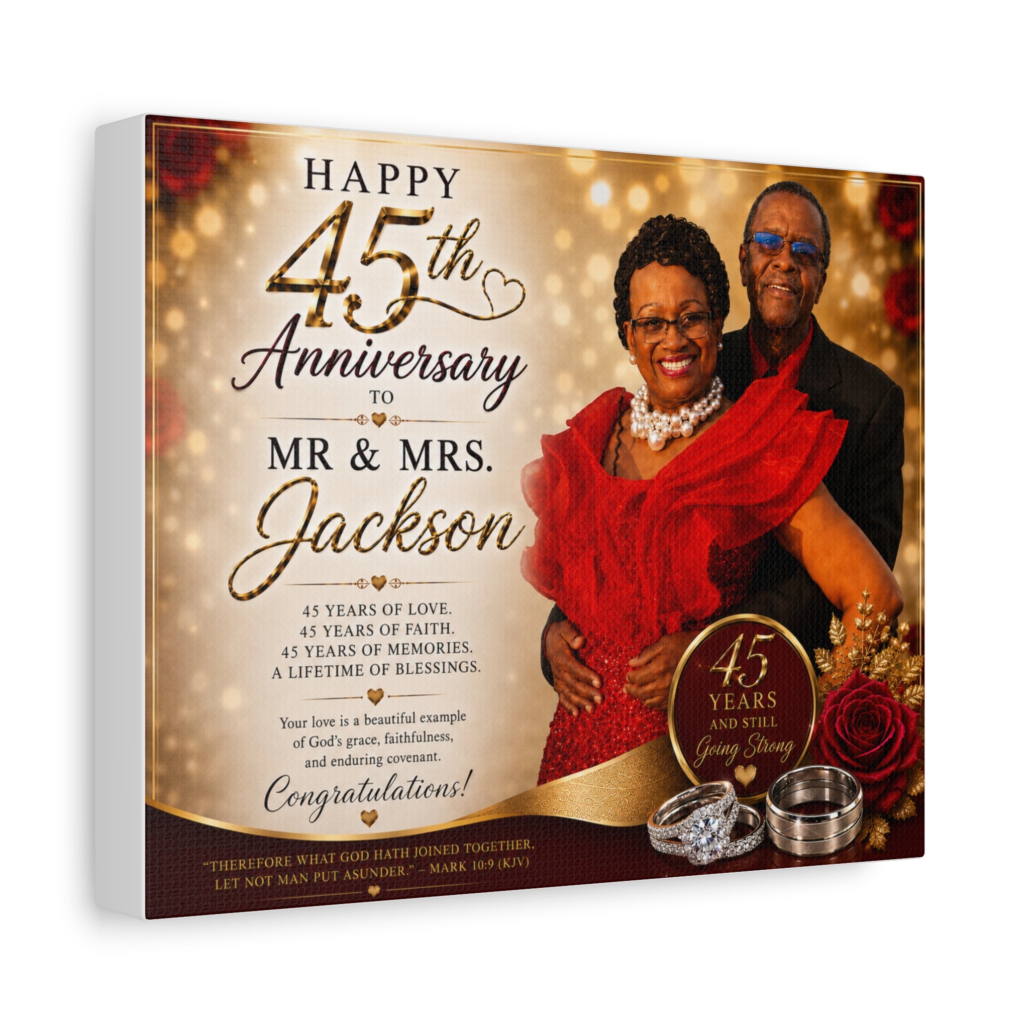 45th Anniversary Canvas Print — Personalized Mr. & Mrs. Couples Photo Wall Art
