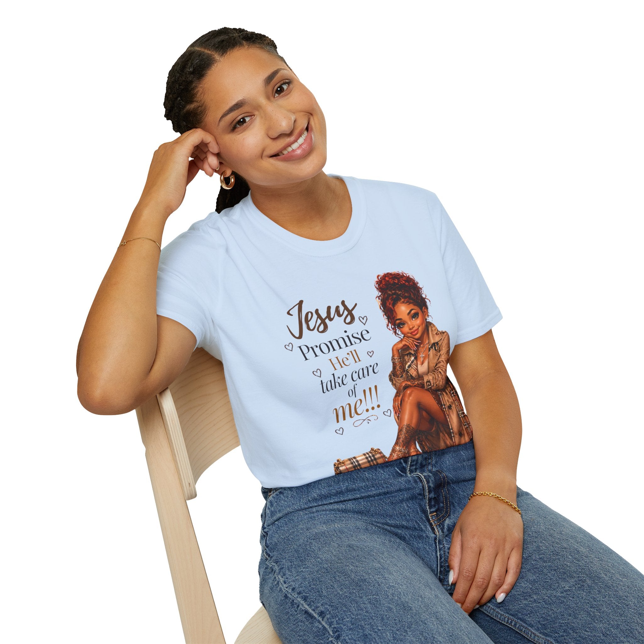 He'll Take Care of Me — Faith Graphic Tee | Black Woman Christian T-Shirt