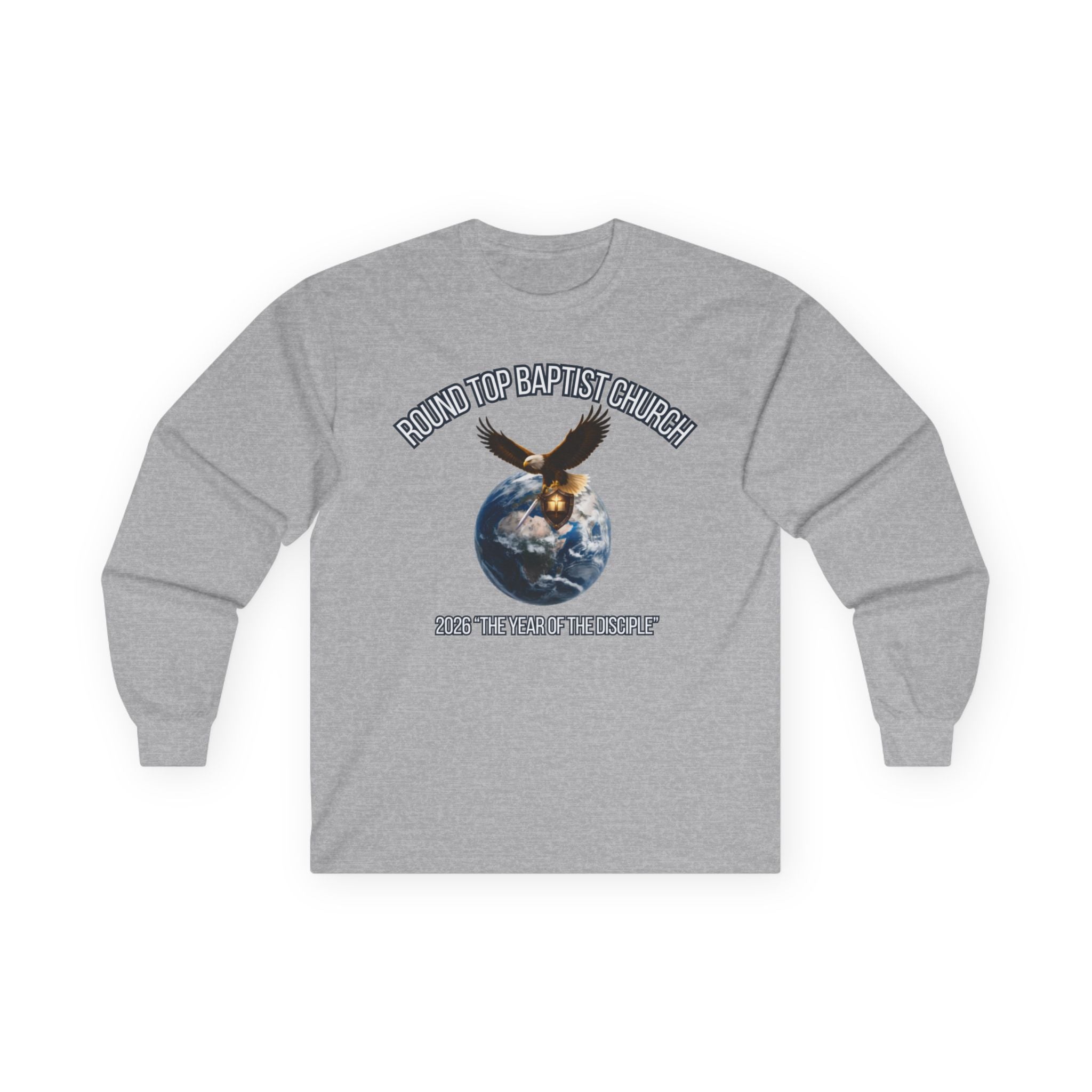 Round Top Baptist Church Eagle Earth Long Sleeve Tee — Matthew 28:19 Church Mission Shirt