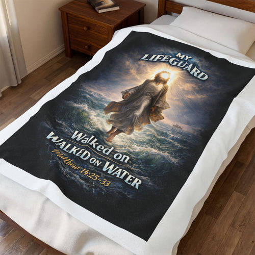 Faith Plush Blanket | "My Lifeguard Walked On Water" | Jesus Walking on Water