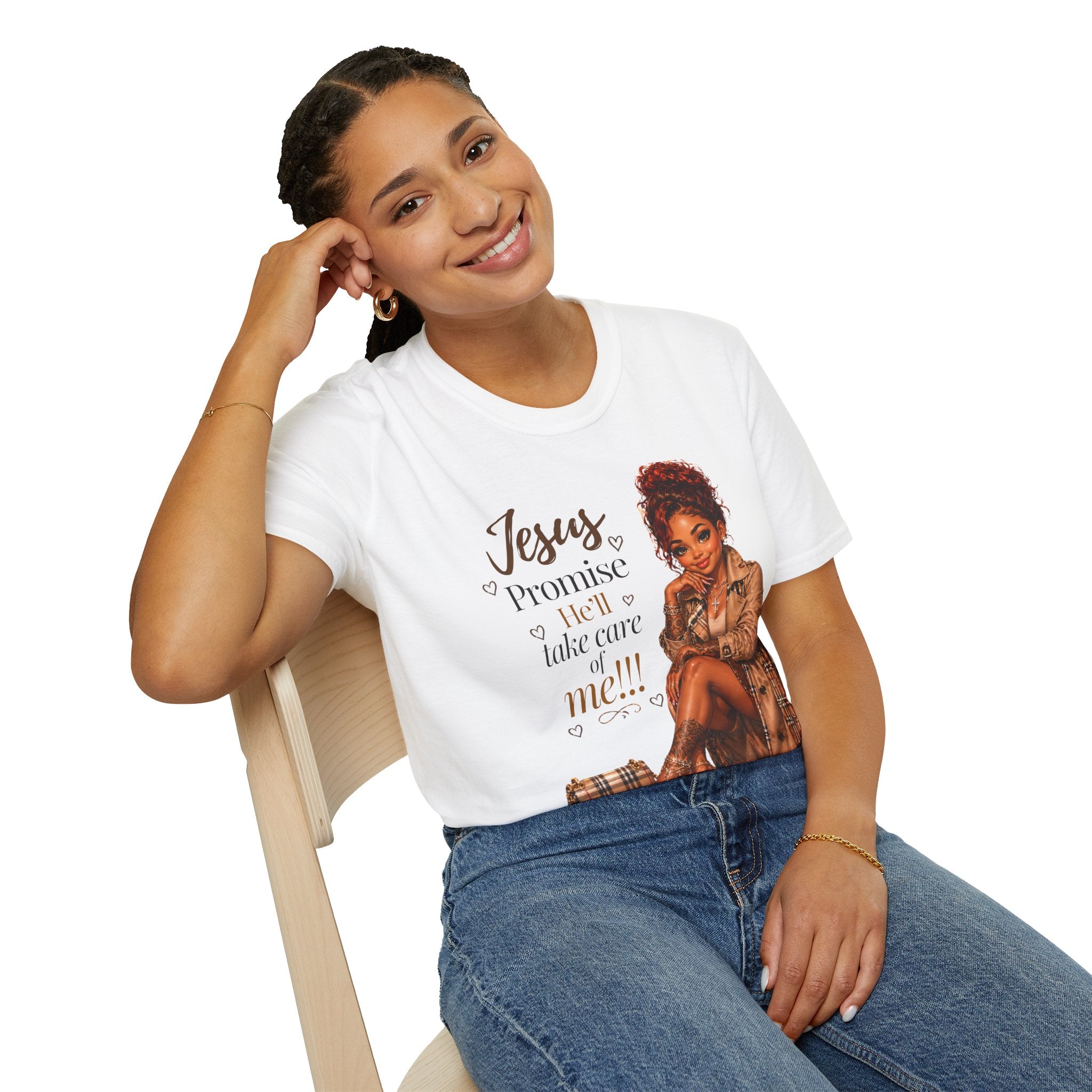 He'll Take Care of Me — Faith Graphic Tee | Black Woman Christian T-Shirt