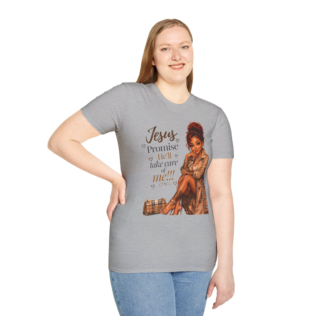 He'll Take Care of Me — Faith Graphic Tee | Black Woman Christian T-Shirt