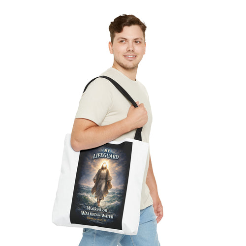 Faith Tote Bag | "My Lifeguard Walked On Water" | Jesus Design