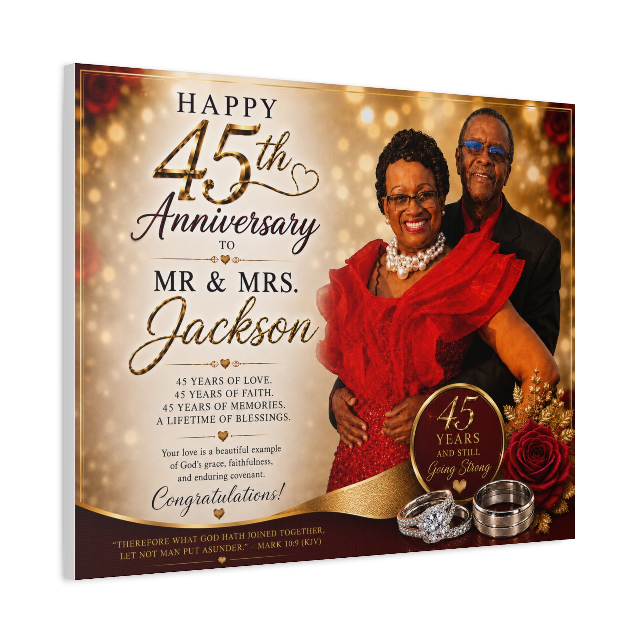 45th Anniversary Canvas Print — Personalized Mr. & Mrs. Couples Photo Wall Art