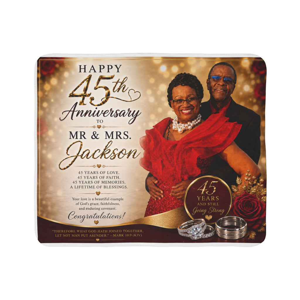 45th Anniversary Sherpa Blanket – Personalized Mr. & Mrs. Jackson Celebration Throw
