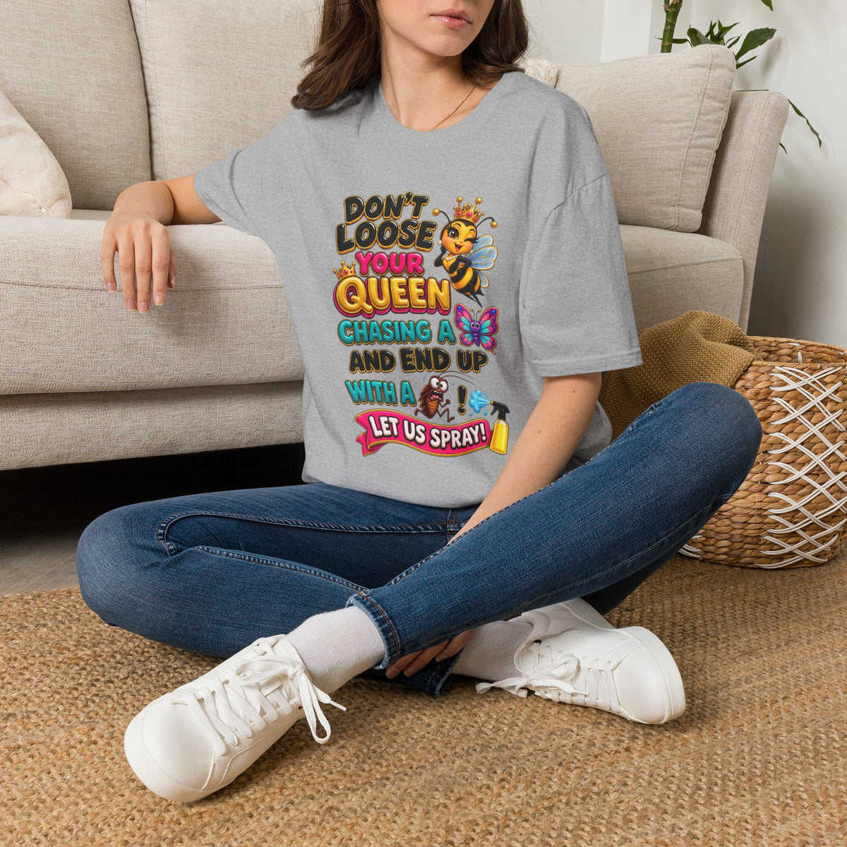 Don't Lose Your Queen Chasing a Butterfly T-Shirt | Funny Bee Mom Graphic Tee