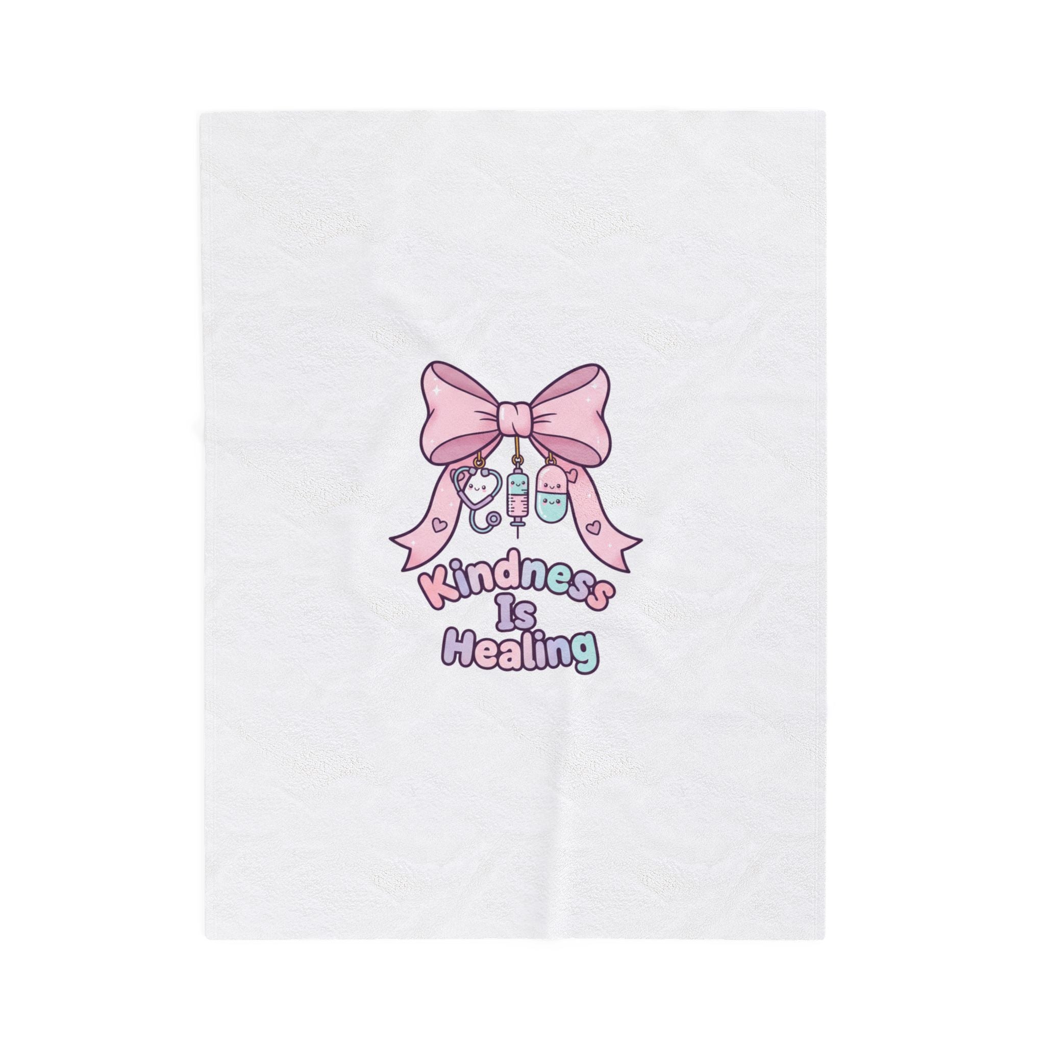 Kindness Is Healing bow nurse graphic Blanket | pastel coquette medical