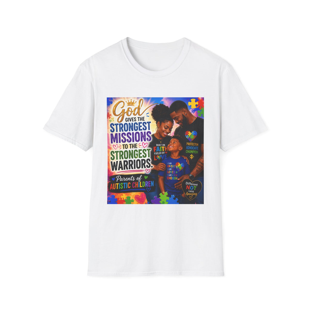 Autism Awareness T-Shirt | God Gives the Strongest Missions to the Strongest Warriors | Faith-Based Family Tee