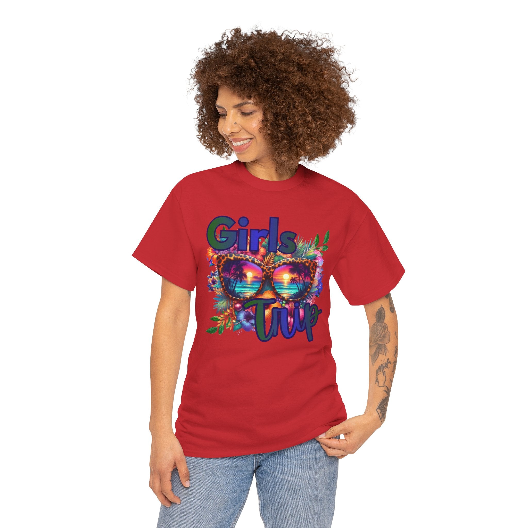 Girls Trip T-Shirt – Colorful Sunglasses Floral Vacation Tee
