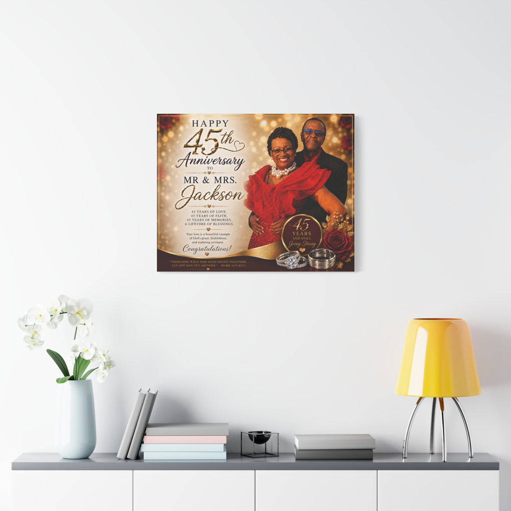 45th Anniversary Canvas Print — Personalized Mr. & Mrs. Couples Photo Wall Art