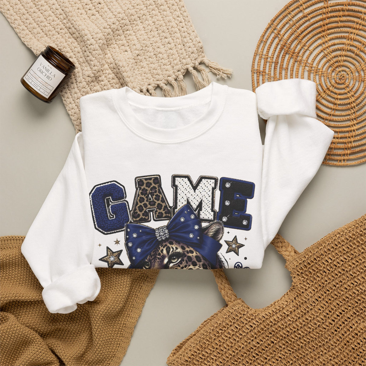 Game Day Glam Sweatshirt — Leopard Mascot Graphic Crewneck | Bold Spirit Wear