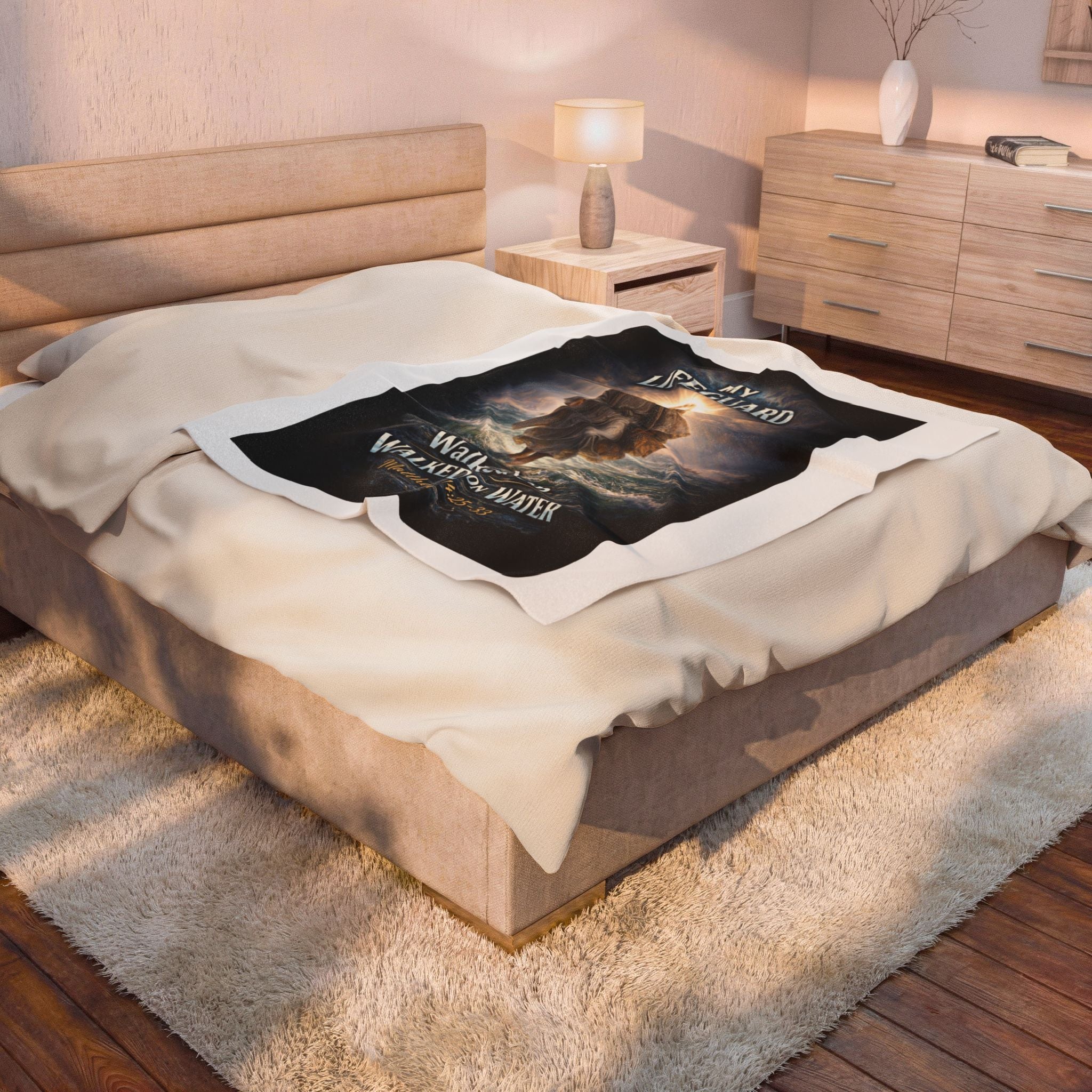 Faith Plush Blanket | "My Lifeguard Walked On Water" | Jesus Walking on Water