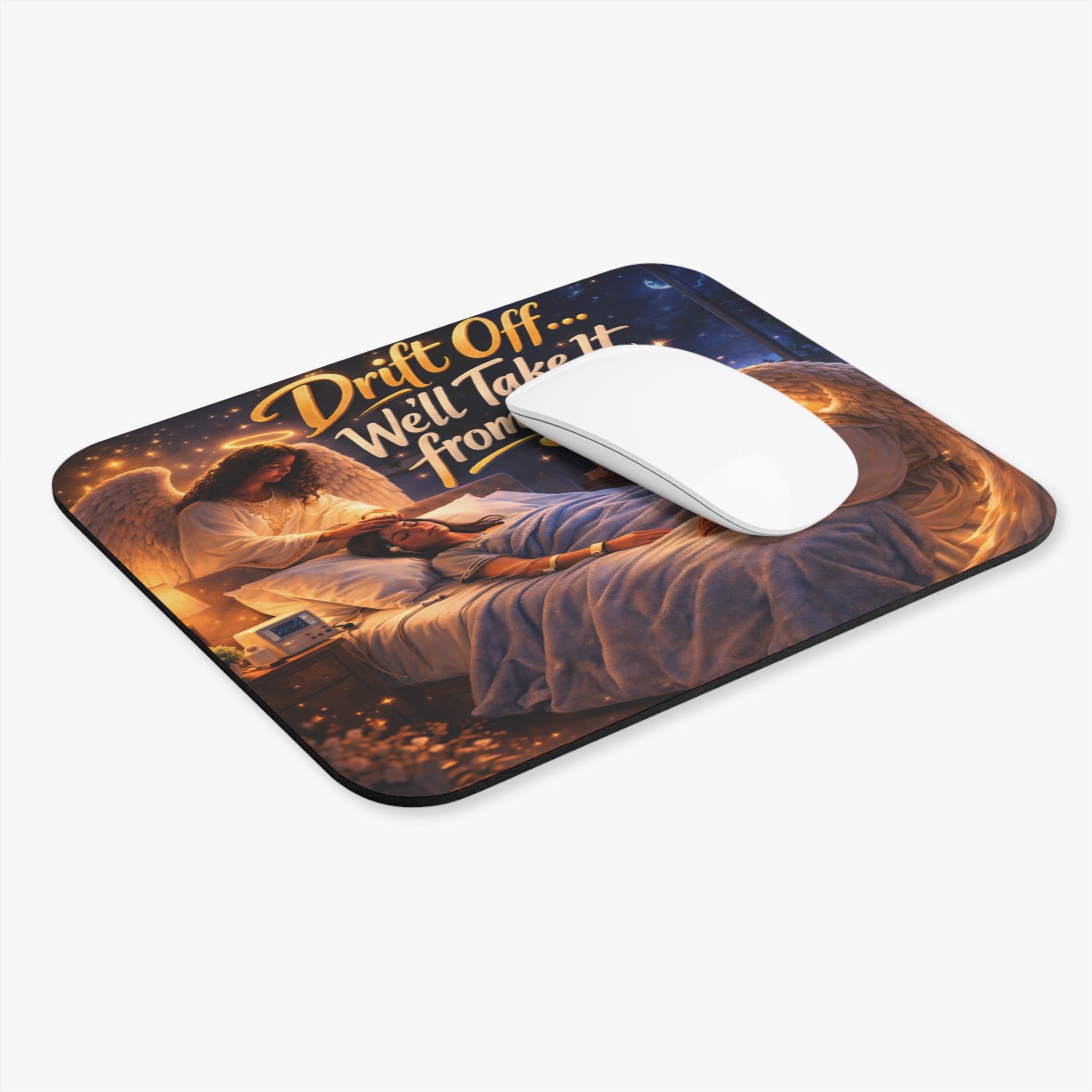 Guardian Angel Mouse Pad — 'Drift Off... We'll Take It From Here'