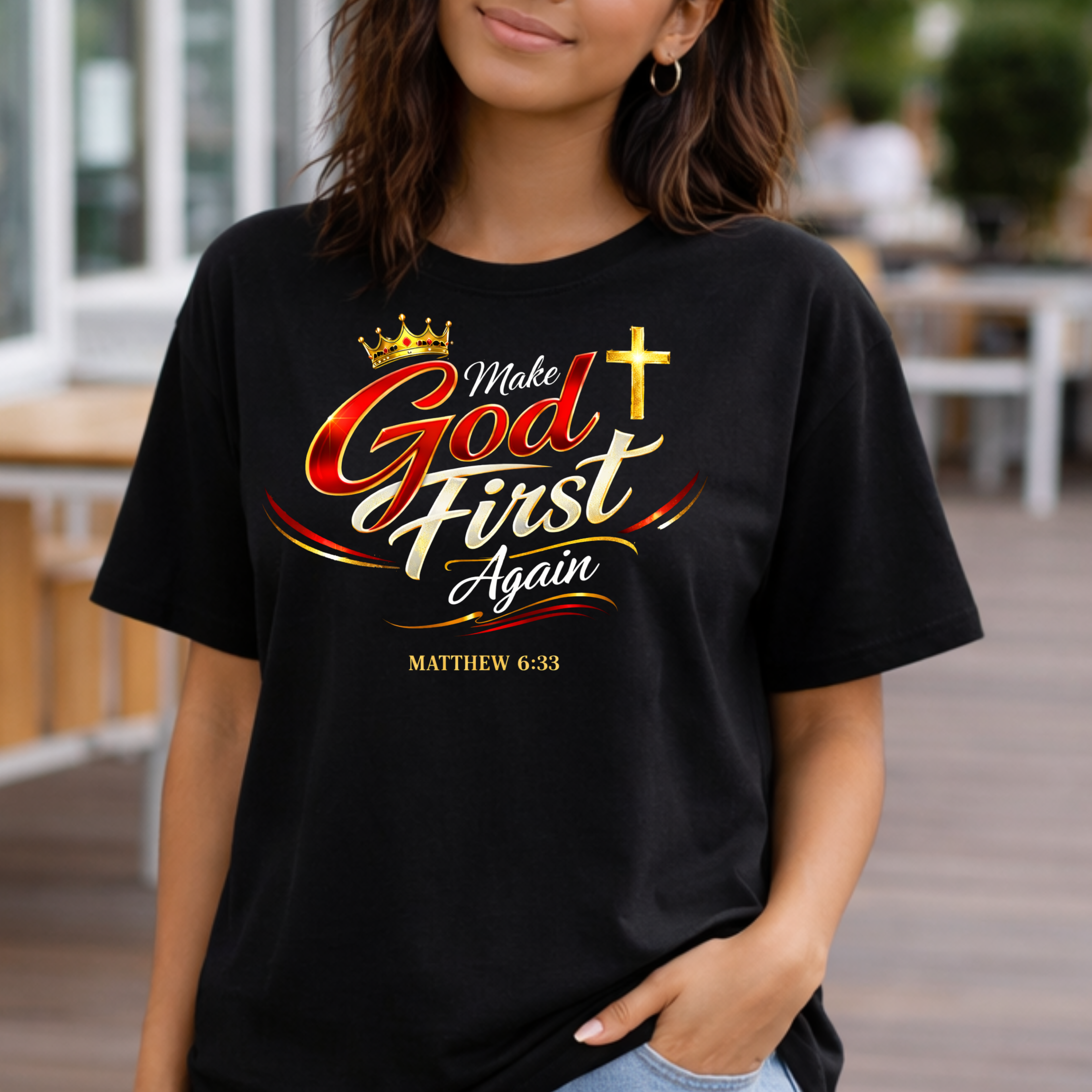 Make God First Again T-Shirt | Christian Faith Tee | Matthew 6:33